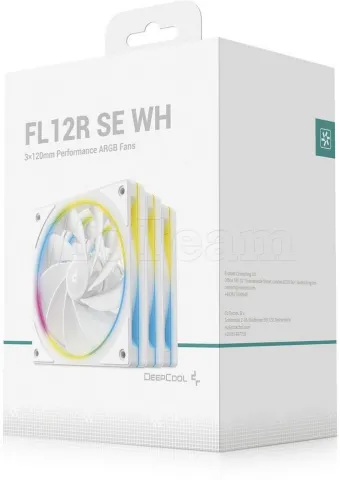 Photo de Lot de 3 Ventilateurs de boitier Deepcool FL12 SE Reverse RGB - 12cm (Blanc)