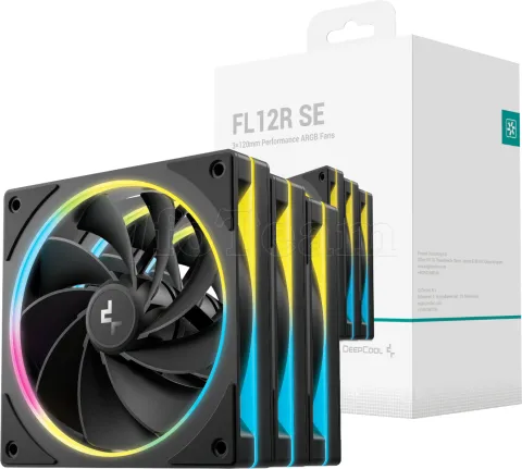 Photo de Lot de 3 Ventilateurs de boitier Deepcool FL12 SE Reverse RGB - 12cm (Noir)