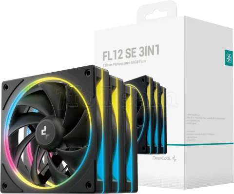 Photo de Lot de 3 Ventilateurs de boitier Deepcool FL12 SE RGB - 12cm (Noir)