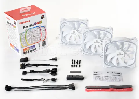 Photo de Lot de 3 Ventilateurs de boitier Enermax SquA RGB - 120mm (Blanc)