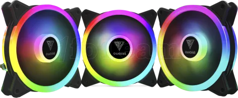 Photo de Lot de 3 Ventilateurs de boitier Gamdias Aeolus M2 Lite RGB 12cm (Noir)