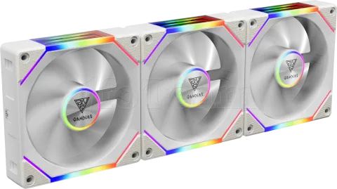 Photo de Lot de 3 Ventilateurs de boitier Gamdias Aeolus P2 RGB - 12cm (Blanc)