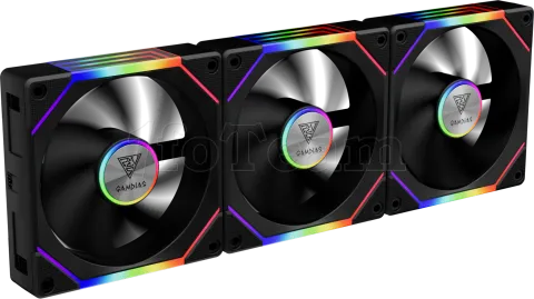 Photo de Lot de 3 Ventilateurs de boitier Gamdias Aeolus P2 RGB - 12cm (Noir)