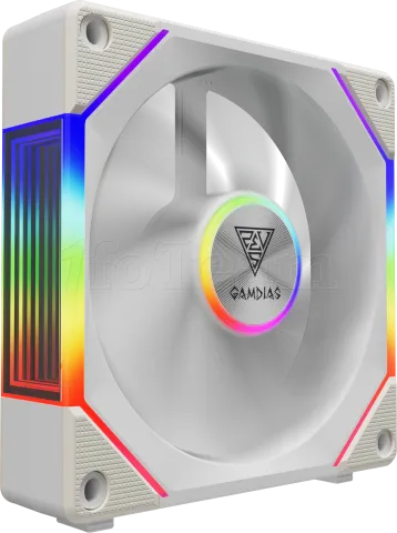 Photo de Lot de 3 Ventilateurs de boitier Gamdias Aeolus P2-U RGB - 12cm (Blanc)