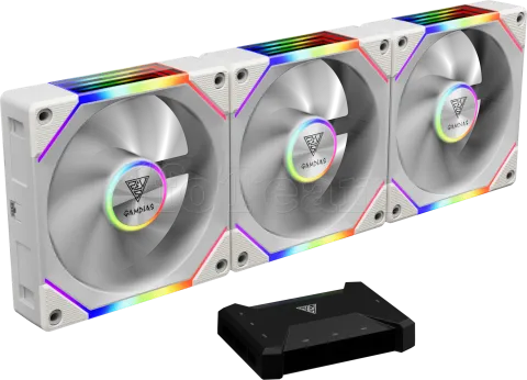 Photo de Lot de 3 Ventilateurs de boitier Gamdias Aeolus P2-U RGB - 12cm (Blanc)