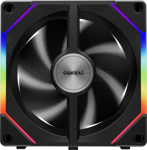 Photo de Lot de 3 Ventilateurs de boitier Gamdias Aeolus P2U RGB - 12cm (Noir)