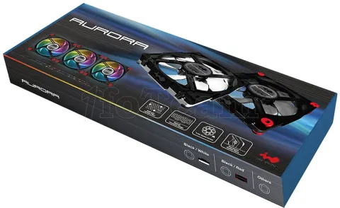 Photo de Lot de 3 Ventilateurs de boitier InWin Aurora RGB 12cm (Noir)