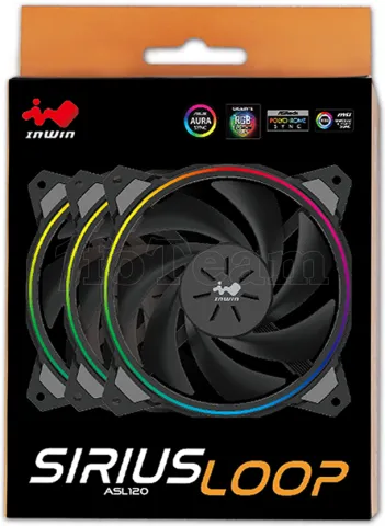 Photo de Lot de 3 Ventilateurs de boitier InWin Sirius Loop RGB - 12cm (Noir)