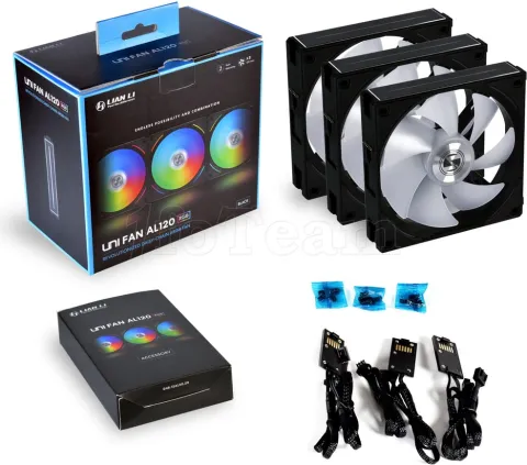 Photo de Lot de 3 Ventilateurs de boitier Lian Li Uni Fan AL RGB - 12cm (Noir)