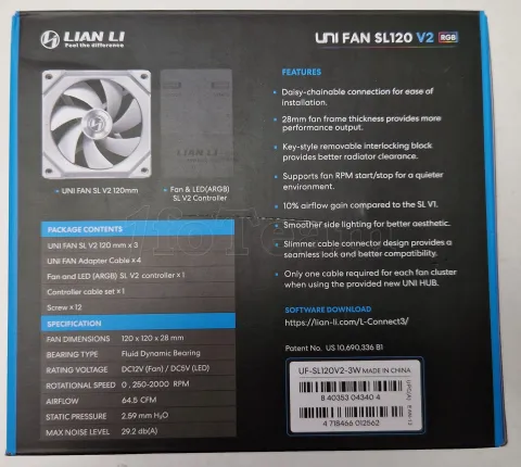 Photo de Lot de 3 Ventilateurs de boitier Lian Li Uni Fan SL V2 RGB - 12cm (Blanc) - ID 203667