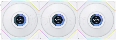 Photo de Lot de 3 Ventilateurs de boitier Lian Li Uni Fan TL LCD RGB - 12cm (Blanc)