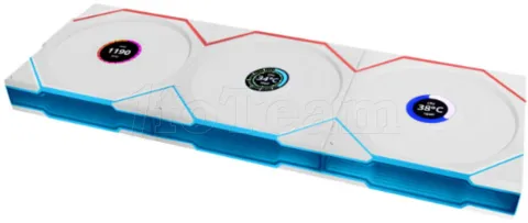 Photo de Lot de 3 Ventilateurs de boitier Lian Li Uni Fan TL Wireless LCD Reverse RGB - 12cm (Blanc)