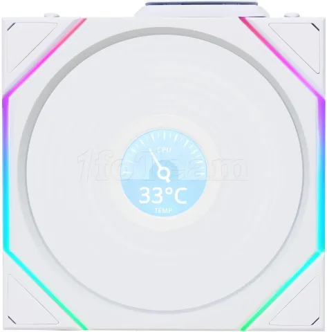 Photo de Lot de 3 Ventilateurs de boitier Lian Li Uni Fan TL Wireless LCD RGB - 12cm (Blanc)