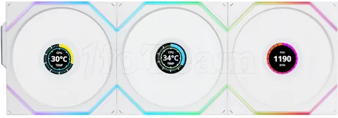 Photo de Lot de 3 Ventilateurs de boitier Lian Li Uni Fan TL Wireless LCD RGB - 12cm (Blanc)
