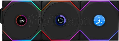 Photo de Lot de 3 Ventilateurs de boitier Lian Li Uni Fan TL Wireless LCD RGB - 12cm (Noir)