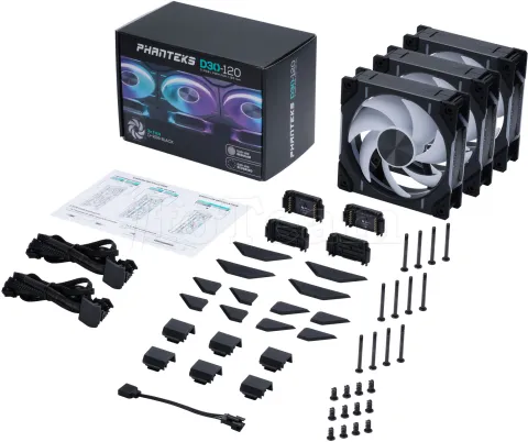 Photo de Lot de 3 Ventilateurs de boitier Phanteks D30 Regular Airflow RGB - 12cm (Noir)