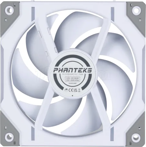 Photo de Lot de 3 Ventilateurs de boitier Phanteks D30 Reverse Airflow RGB - 12cm (Blanc)