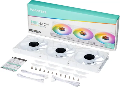 Photo de Lot de 3 Ventilateurs de boitier Phanteks M25 Gen2 Reverse RGB - 14cm (Blanc)