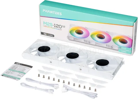 Photo de Lot de 3 Ventilateurs de boitier Phanteks M25 Gen2 RGB - 12cm (Blanc)