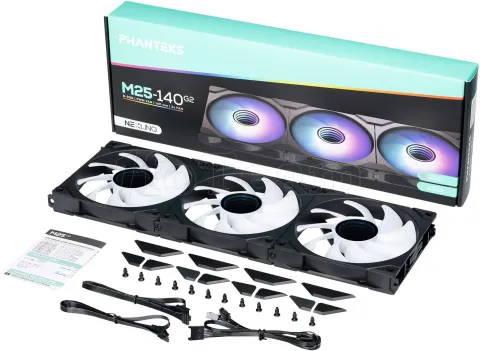 Photo de Lot de 3 Ventilateurs de boitier Phanteks M25 Gen2 RGB - 14cm (Noir)
