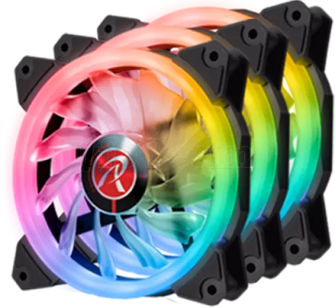 Photo de Lot de 3 Ventilateurs de boitier Raijintek Iris 12 Rainbow A RGB 12cm (Noir)