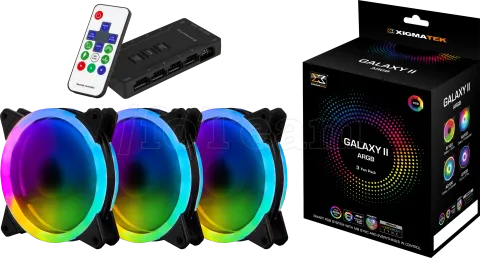 Photo de Lot de 3 Ventilateurs de boitier Xigmatek Galaxy II Elite RGB (Noir)