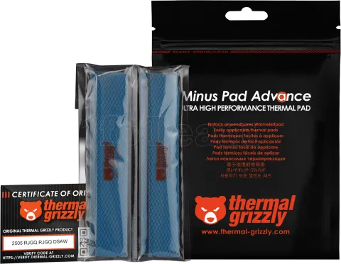 Photo de Lot de 4 Pads Thermiques Thermal Grizzly Minus Pad Advance 120x20x3mm (Noir)