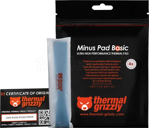 Photo de Lot de 4 Pads Thermiques Thermal Grizzly Minus Pad Basic 120x20x1mm (Noir)