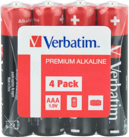 Photo de Lot de 4 piles Alcaline Verbatim Premium type AAA (LR03) 1,5V (Bulk)