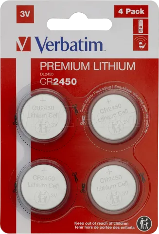 Photo de Lot de 4 Piles plates  Verbatim Premium CR2450 3V