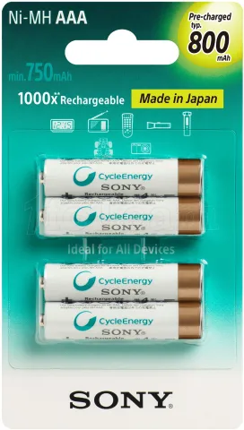 Photo de Lot de 4 piles rechargeables Sony type AAA 1,5V - 800 mAh (R03)