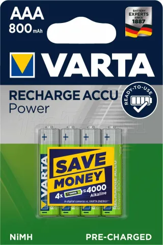 Photo de Lot de 4 piles rechargeables Varta Endless type AAA 1,2V 950mAh