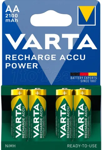 Photo de Lot de 4 piles rechargeables Varta Recharge Accu Power type AA (LR6) 2100mAh