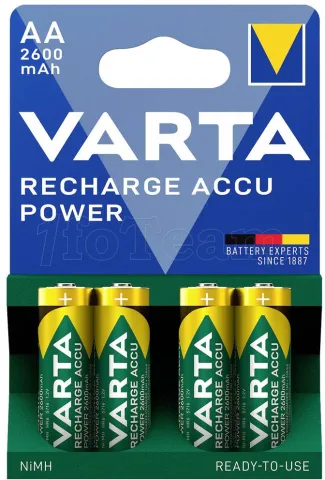 Photo de Lot de 4 piles rechargeables Varta Recharge Accu Power type AA (LR6) 2600mAh