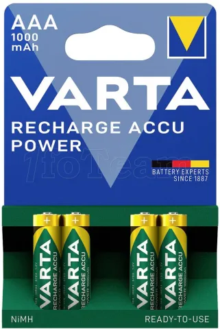 Photo de Lot de 4 piles rechargeables Varta Recharge Accu Power type AAA (LR3) 1000mAh