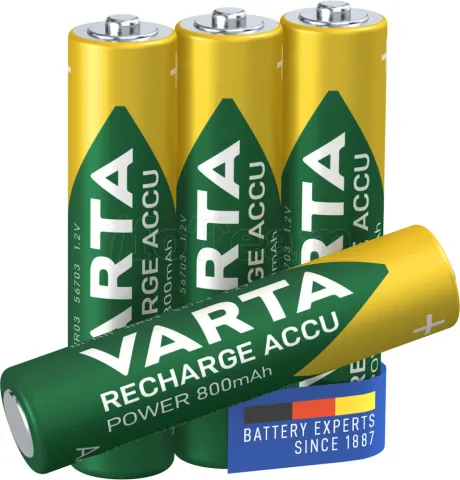 Photo de Lot de 4 piles rechargeables Varta Recharge Accu Power type AAA (LR3) 800mAh