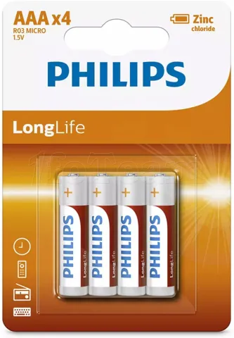 Photo de Lot de 4 piles Zinc Philips Longlife AAA (LR03)