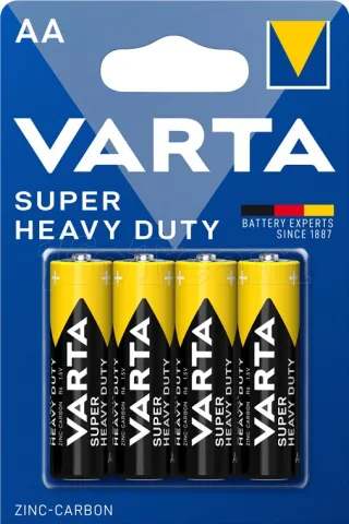 Photo de Lot de 4 piles Zinc Varta Super Heavy Duty type AA (LR6) 1,5V