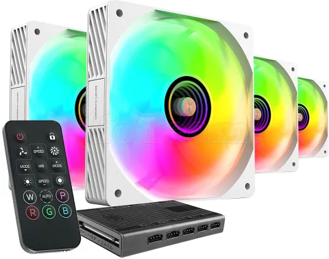 Photo de Lot de 4 Ventilateurs de boitier Mars Gaming MF-SI RGB - 12cm (Blanc)