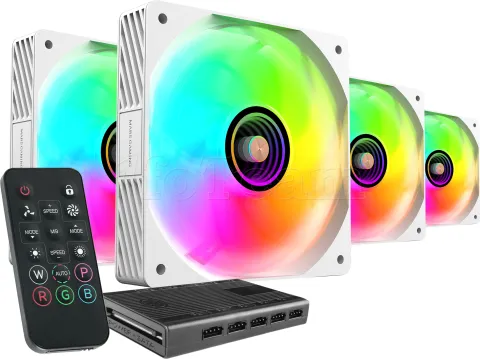 Photo de Lot de 4 Ventilateurs de boitier Mars Gaming MF-SI RGB - 12cm (Blanc)