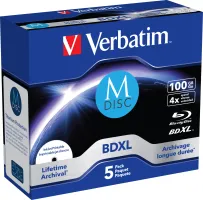 Photo de Lot de 5 Blu-Ray XL 4x Verbatim MDISC 100Go imprimable