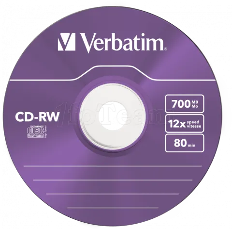 Photo de Lot de 5 CD-RW Verbatim Hi-Speed Colour - 700Mo