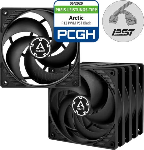 Photo de Lot de 5 Ventilateurs de boitier Arctic P12 PST - 12cm (Noir)