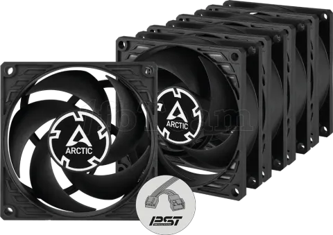 Photo de Lot de 5 Ventilateurs de boitier Arctic P8 PST - 8cm (Noir)