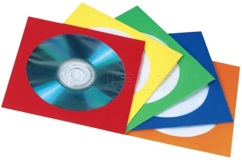 Photo de Lot de 50 pochettes papier Hama pour CD/DVD avec fenêtre (Couleurs assorties)