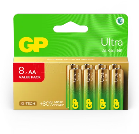Photo de Lot de 8 piles Alcaline GP Batteries Ultra type AA (LR6) 1,5V
