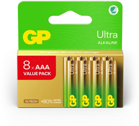 Photo de Lot de 8 piles Alcaline GP Batteries Ultra type AAA (LR03) 1,5V