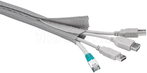 Photo de Manchon textile Organisateur de câbles Goobay WireSleeve 180x4cm avec Velcro (Gris)