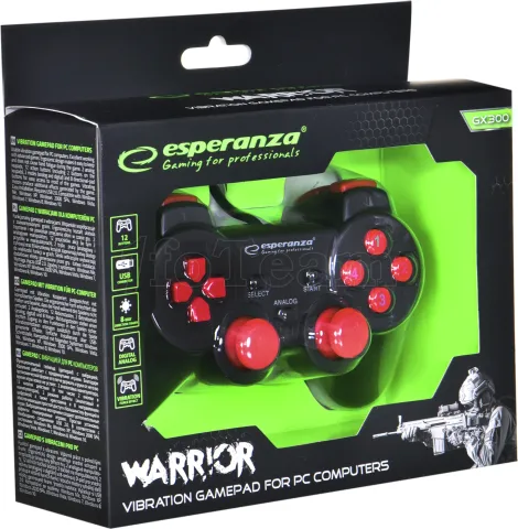 Photo de Manette de jeu Esperanza Warrior EGG102 (Noir/Rouge)