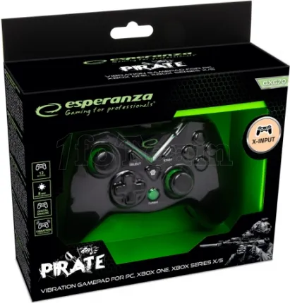 Photo de Manette de jeu filaire Esperanza Pirate (Noir/Vert)